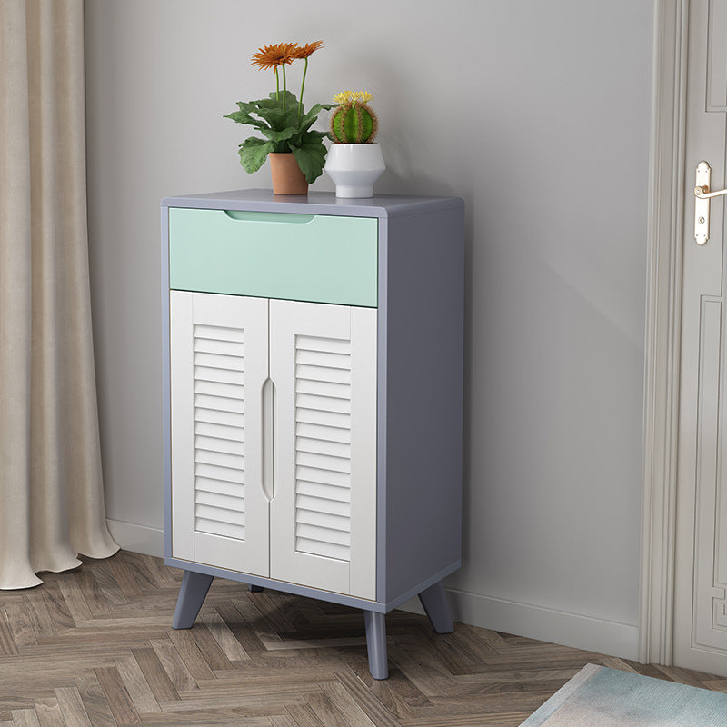39.37" Tall Gold/Gray Accent Cabinet Rubberwood Cabinet with Drawers
