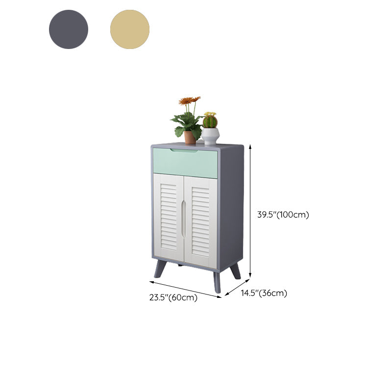 39.37" Tall Gold/Gray Accent Cabinet Rubberwood Cabinet with Drawers