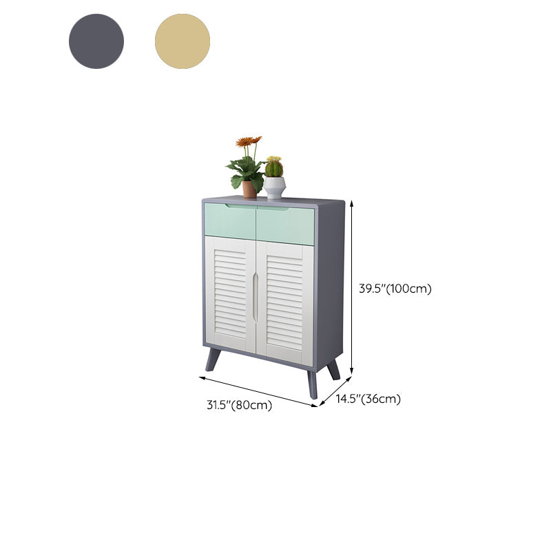 39.37" Tall Gold/Gray Accent Cabinet Rubberwood Cabinet with Drawers