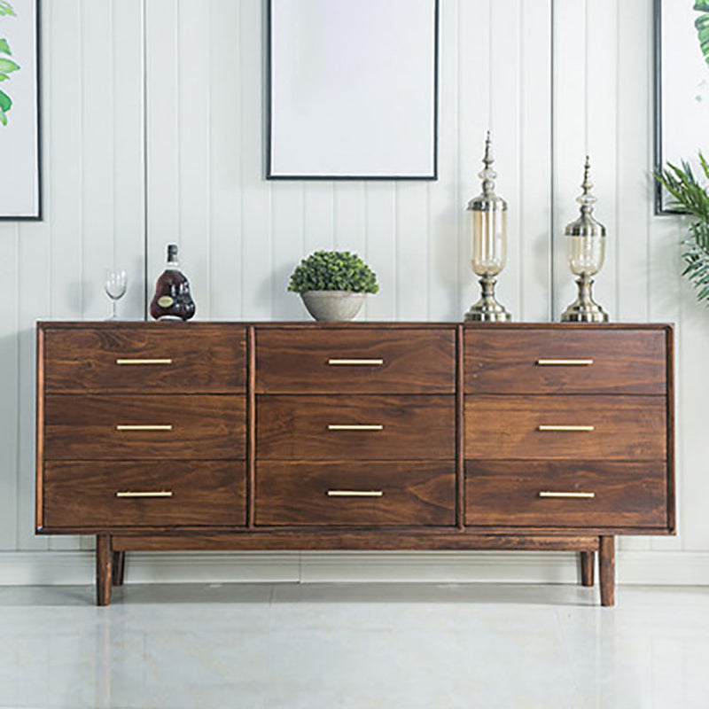 Modern Chest Rectangle 9 - Drawer Bar Pulls Solid Wood Straight Legs Accent Chest