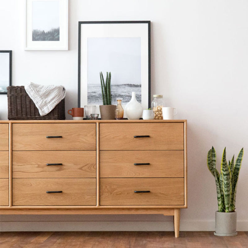 Modern Chest Rectangle 9 - Drawer Bar Pulls Solid Wood Straight Legs Accent Chest