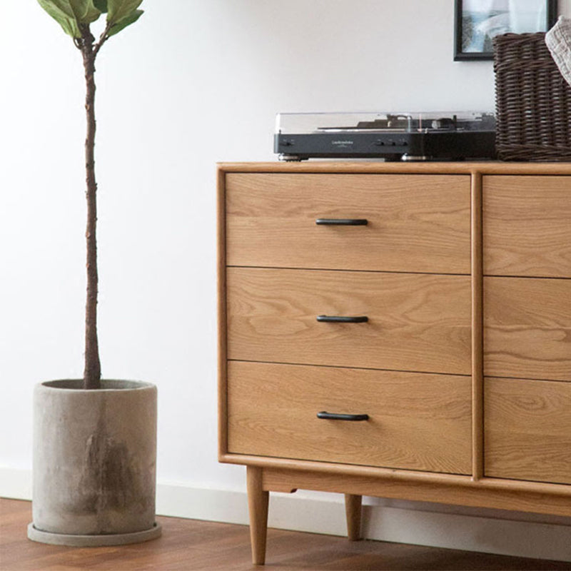 Modern Chest Rectangle 9 - Drawer Bar Pulls Solid Wood Straight Legs Accent Chest