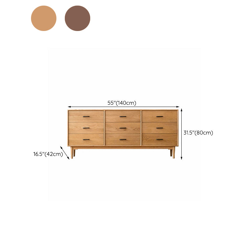 Modern Chest Rectangle 9 - Drawer Bar Pulls Solid Wood Straight Legs Accent Chest