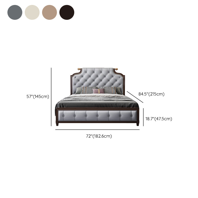 Tufted Upholstered Panel Bed with Nailhead Trim Victorian Solid Wood Bed Frame