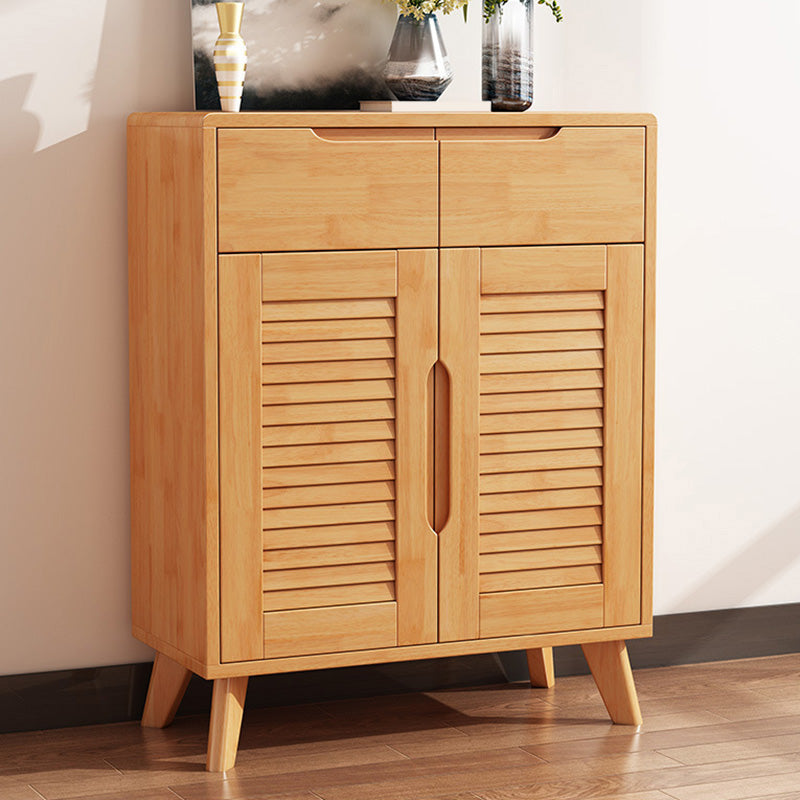 Door and Drawer Accent Cabinet Wood Cabinet in Brown/Natural