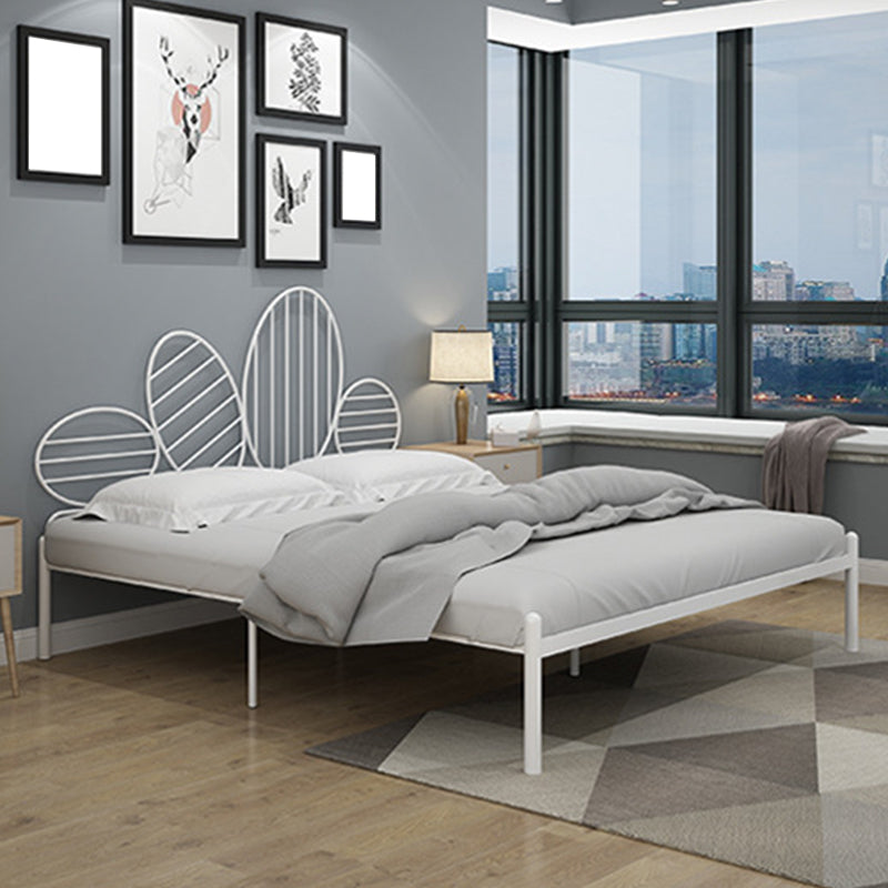 Iron Open-Frame Bed with Headboard and Metal Legs Glam Bed 43.3" H