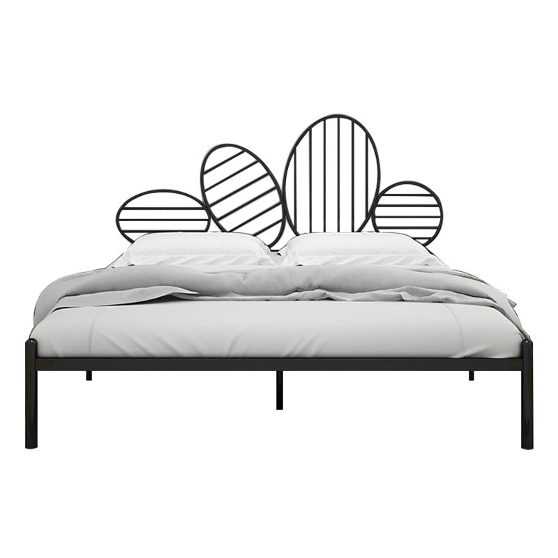 Iron Open-Frame Bed with Headboard and Metal Legs Glam Bed 43.3" H