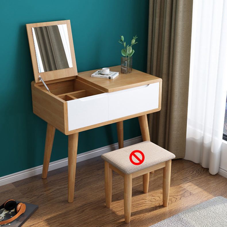 Mirror Solid Wood Make-up Vanity Bedroom Flip-Top Dressing Table