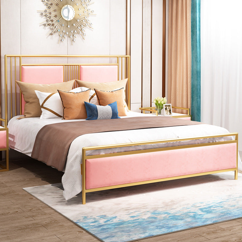 Glam Bed with Rectangle Open-Frame Headboard and Footboard in Iron