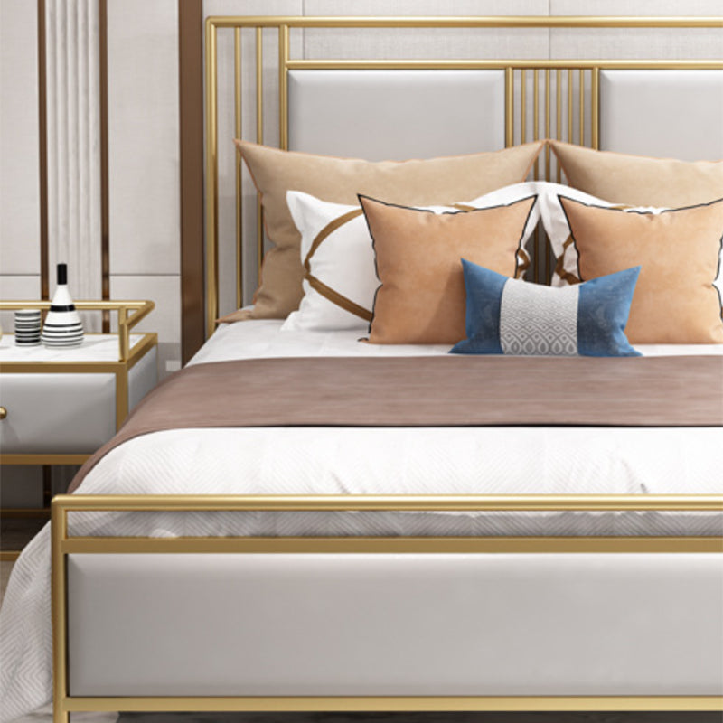 Glam Bed with Rectangle Open-Frame Headboard and Footboard in Iron