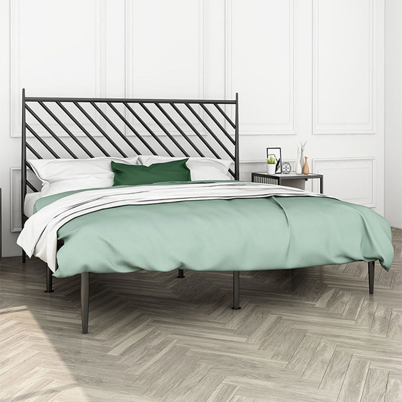 Glam Iron Base Bed with Rectangle Headboard and Metal Legs Open-Frame Bed
