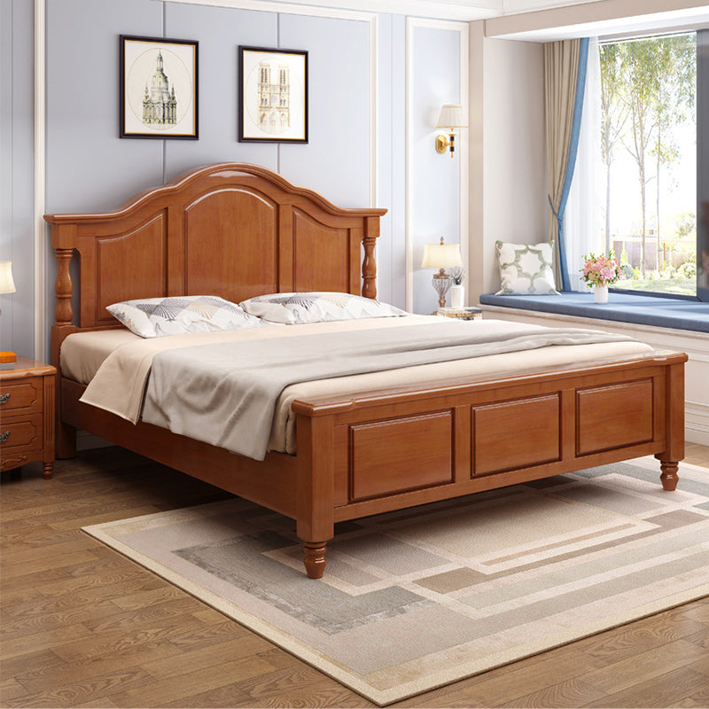 Victorian Camelback Wood Panel Bed 54.3-inch H Bed Frame with Headboard