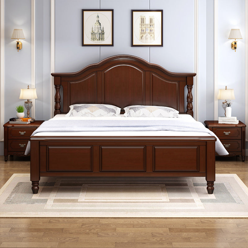 Victorian Camelback Wood Panel Bed 54.3-inch H Bed Frame with Headboard