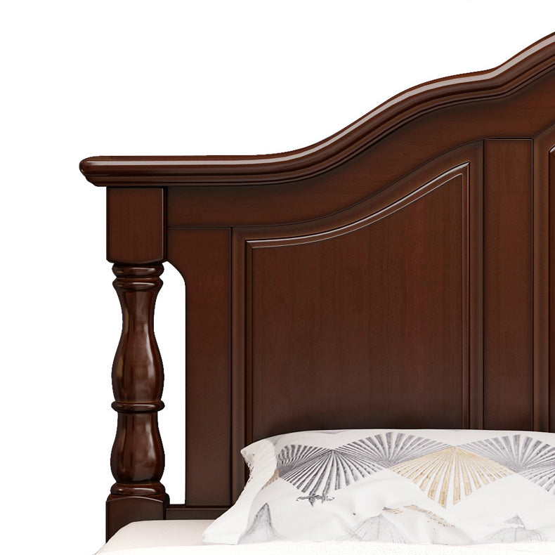 Victorian Camelback Wood Panel Bed 54.3-inch H Bed Frame with Headboard