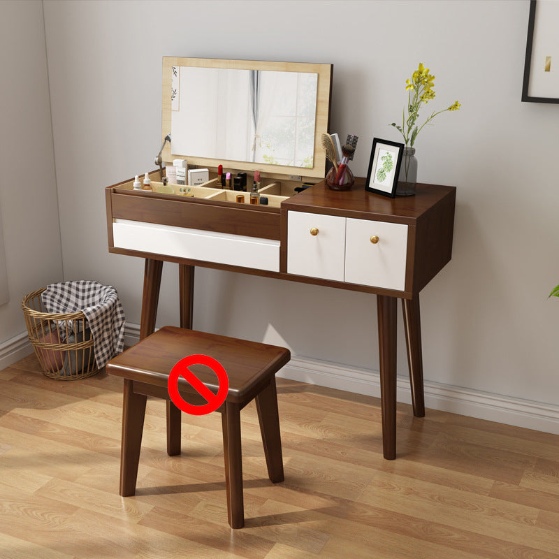 3-Drawer Bedroom Dressing Table Rubberwood Flip-Top Make-up Vanity
