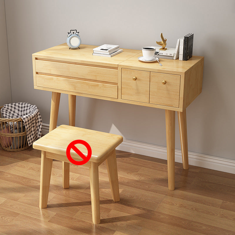 3-Drawer Bedroom Dressing Table Rubberwood Flip-Top Make-up Vanity
