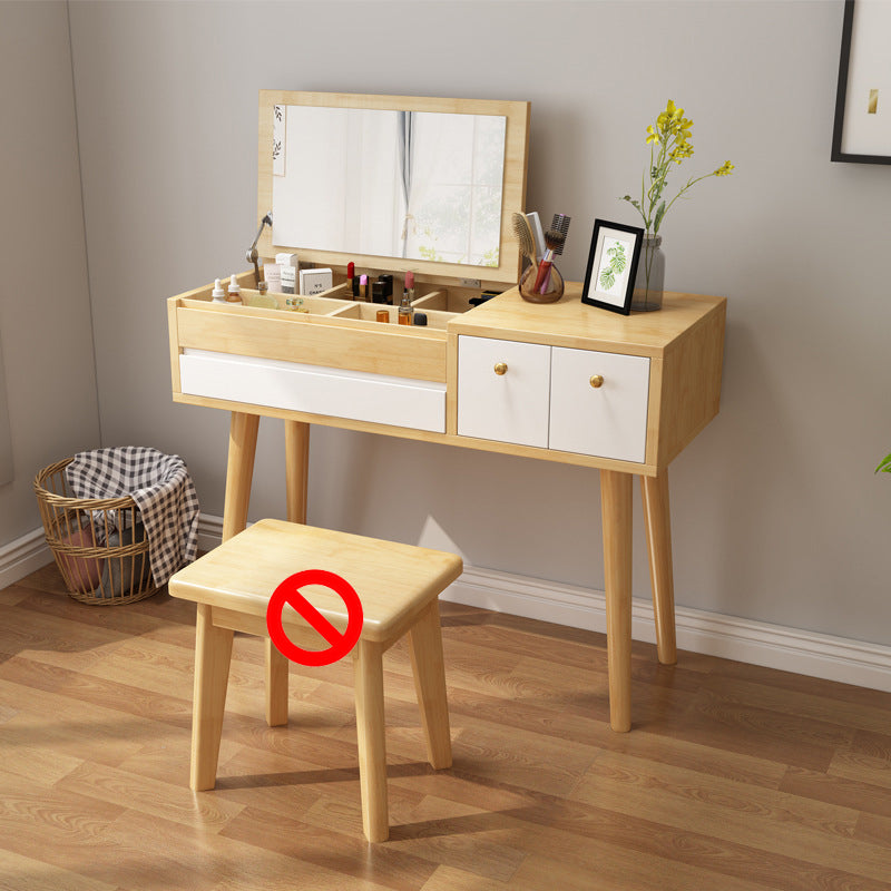 3-Drawer Bedroom Dressing Table Rubberwood Flip-Top Make-up Vanity