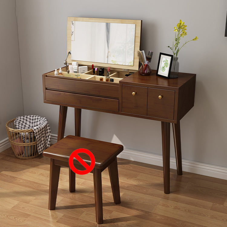 3-Drawer Bedroom Dressing Table Rubberwood Flip-Top Make-up Vanity