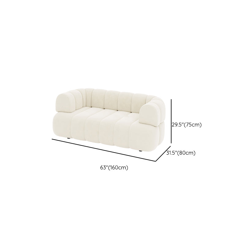 White Contemporary Seating Tuxedo Arm Sofa Sewn Pillow Back for Living Room