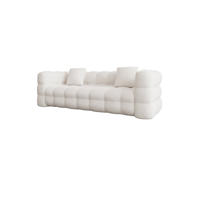 Tuxedo Arm Sofa Sewn Pillow Back Modern Seating in White for Apartment
