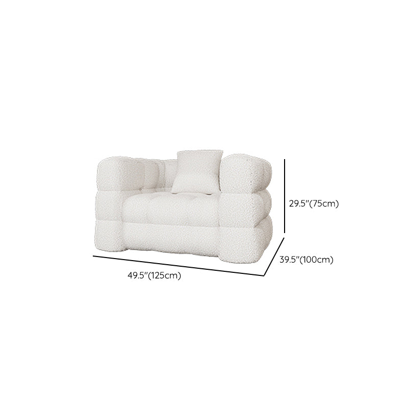 Tuxedo Arm Sofa Sewn Pillow Back Modern Seating in White for Apartment
