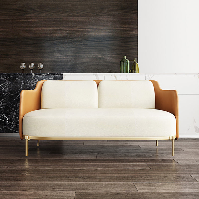 Modern Single Cushion Seat Sofa Sewn Pillow Back Leather Sofa