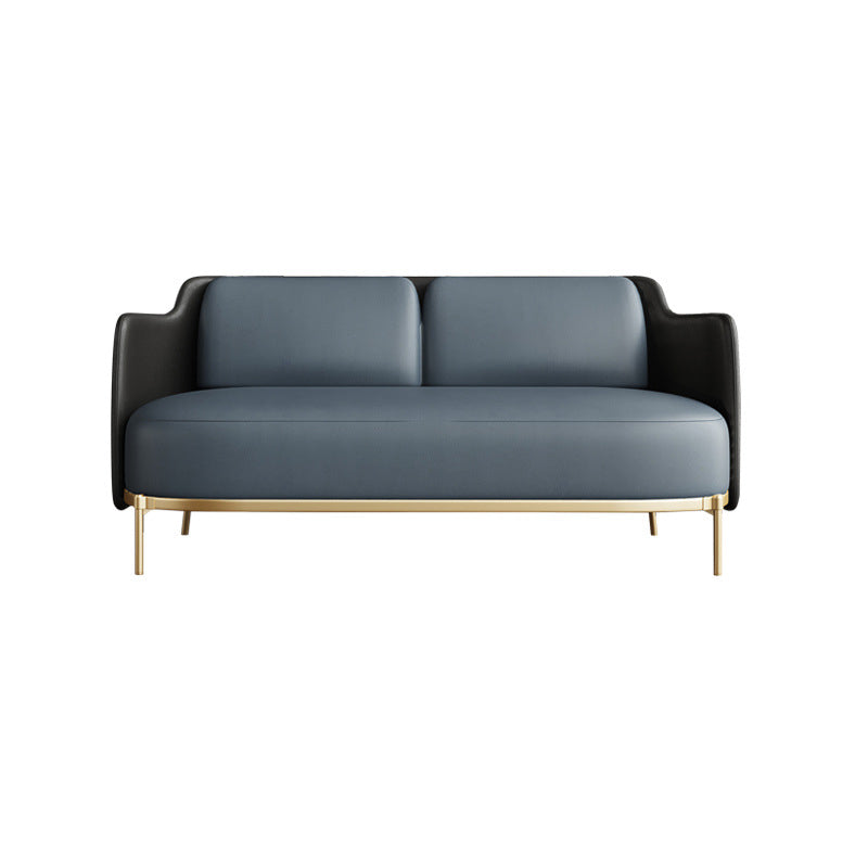 Modern Single Cushion Seat Sofa Sewn Pillow Back Leather Sofa