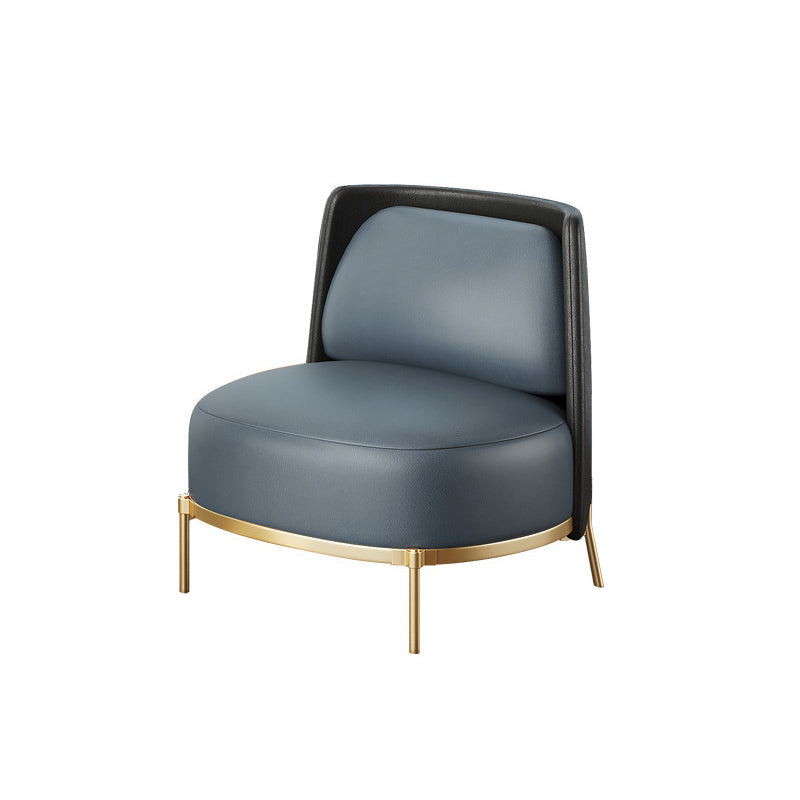 Modern Single Cushion Seat Sofa Sewn Pillow Back Leather Sofa