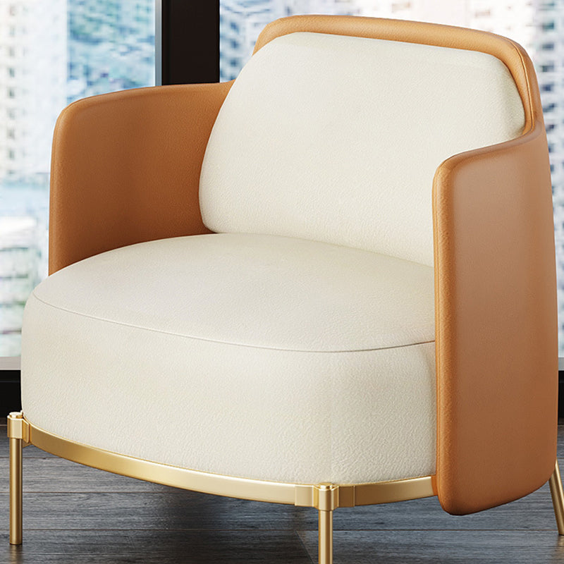 Modern Single Cushion Seat Sofa Sewn Pillow Back Leather Sofa