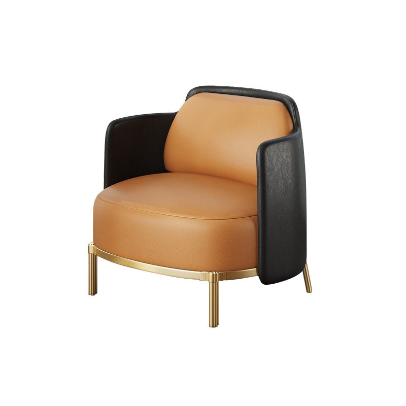 Modern Single Cushion Seat Sofa Sewn Pillow Back Leather Sofa