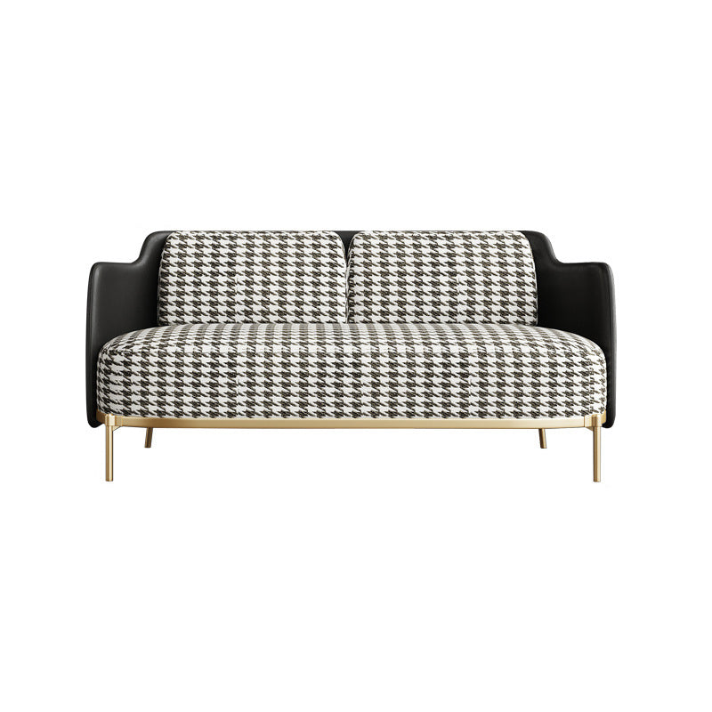 Modern Single Cushion Seat Sofa Sewn Pillow Back Leather Sofa