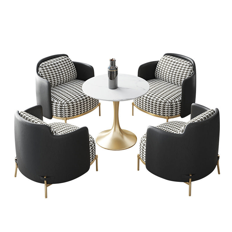 Modern Single Cushion Seat Sofa Sewn Pillow Back Leather Sofa