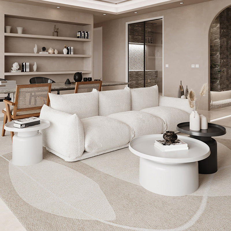 White Pillow Top Arm Sofa Stain Resistant Sewn Pillow Back Sofa