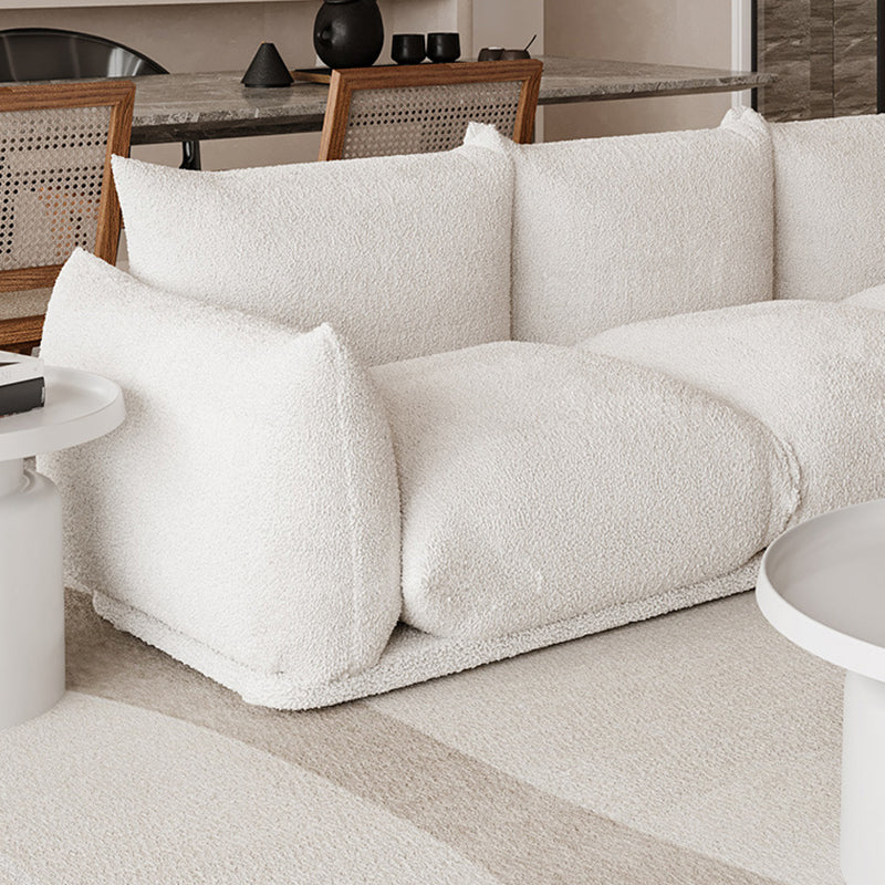 White Pillow Top Arm Sofa Stain Resistant Sewn Pillow Back Sofa