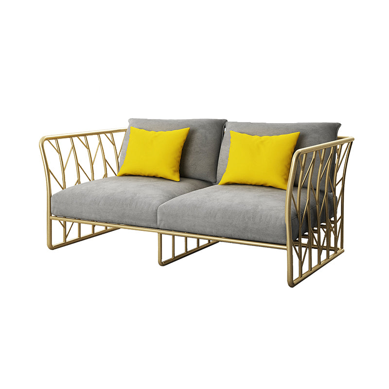Contemporary Tuxedo Arm Sofa Stationary Gray Sofa for Living Room