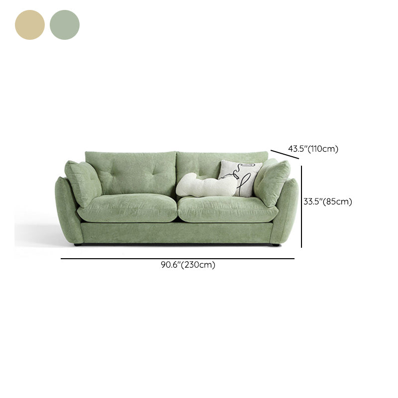 Flared Arm Sofa Standard Cushions Seating in Gold and Light-green