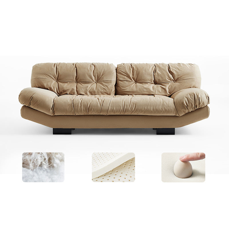 Contemporary Faux Leather Seating Biscuit Back Sofa for Apartment