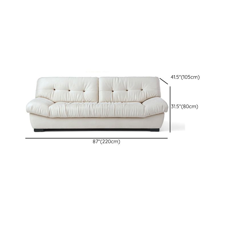 Contemporary Faux Leather Seating Biscuit Back Sofa for Apartment