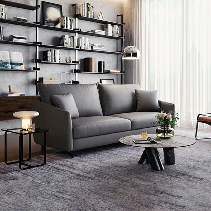 34.3" Wide Contemporary Style Sofa Faux Leather Seating with Pillows