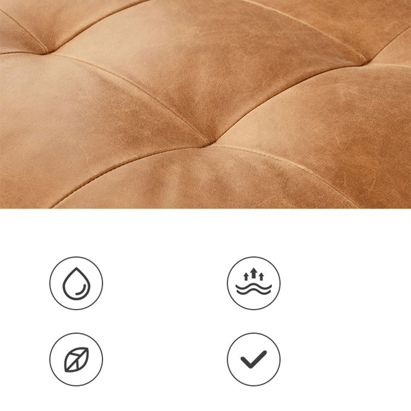 Contemporary Stain Resistant Leather Sofa Square Arm Loveseat for Living Room