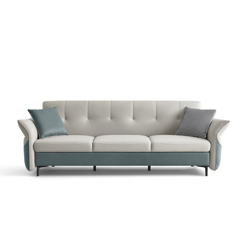 Cushions Flared Arm Seating Contemporary Sofa Faux Leather Stain Resistant