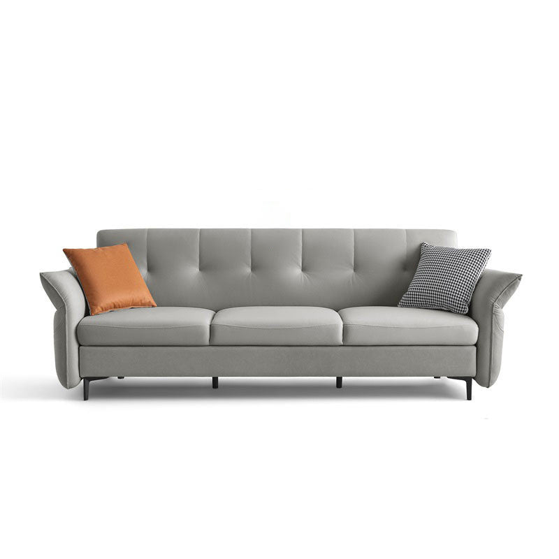 Cushions Flared Arm Seating Contemporary Sofa Faux Leather Stain Resistant
