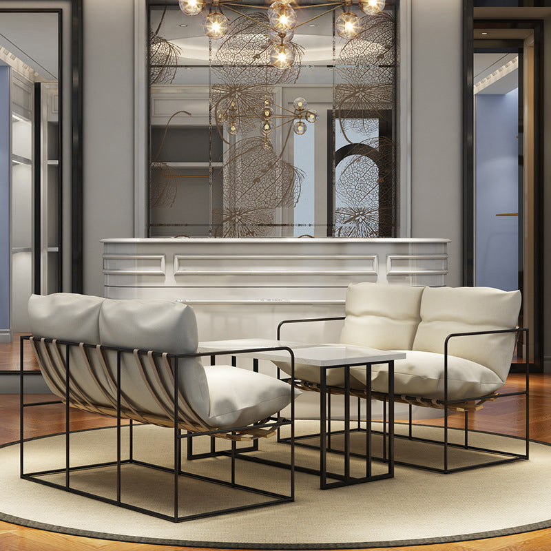 Modern White Stain Resistant Seating Tuxedo Arm Sofa for Bonus Room