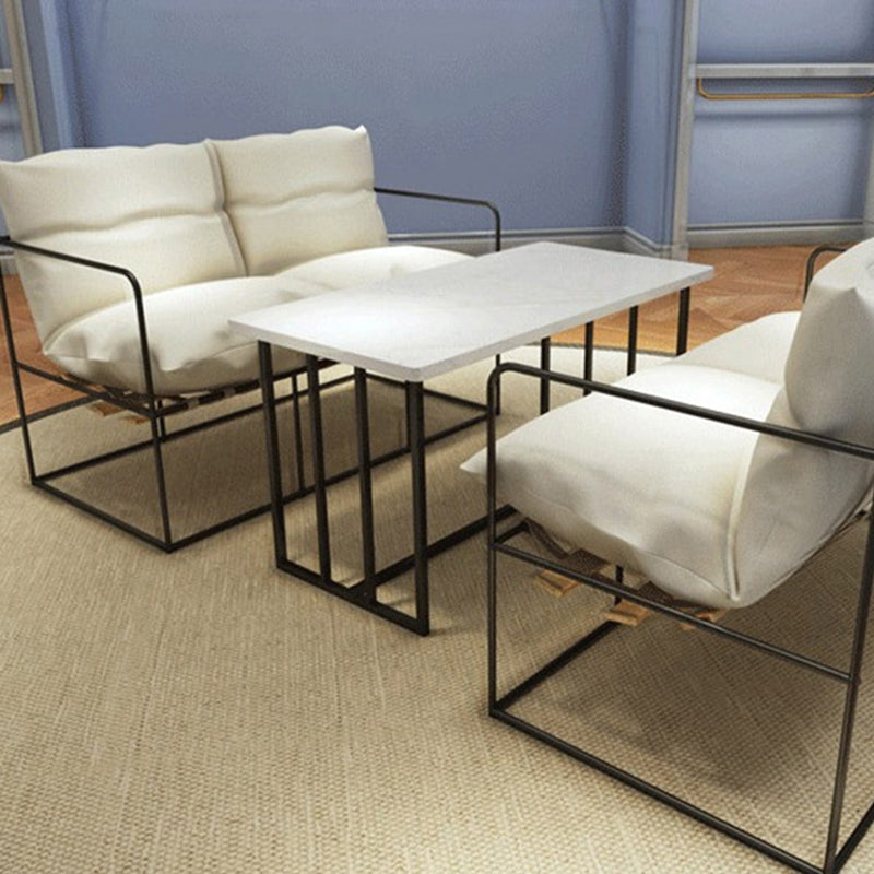 Modern White Stain Resistant Seating Tuxedo Arm Sofa for Bonus Room