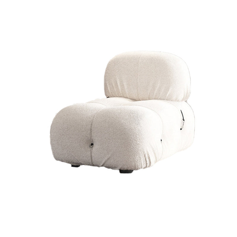 Contemporary Stationary Velvet Sofa Sewn Pillow Back White Settee