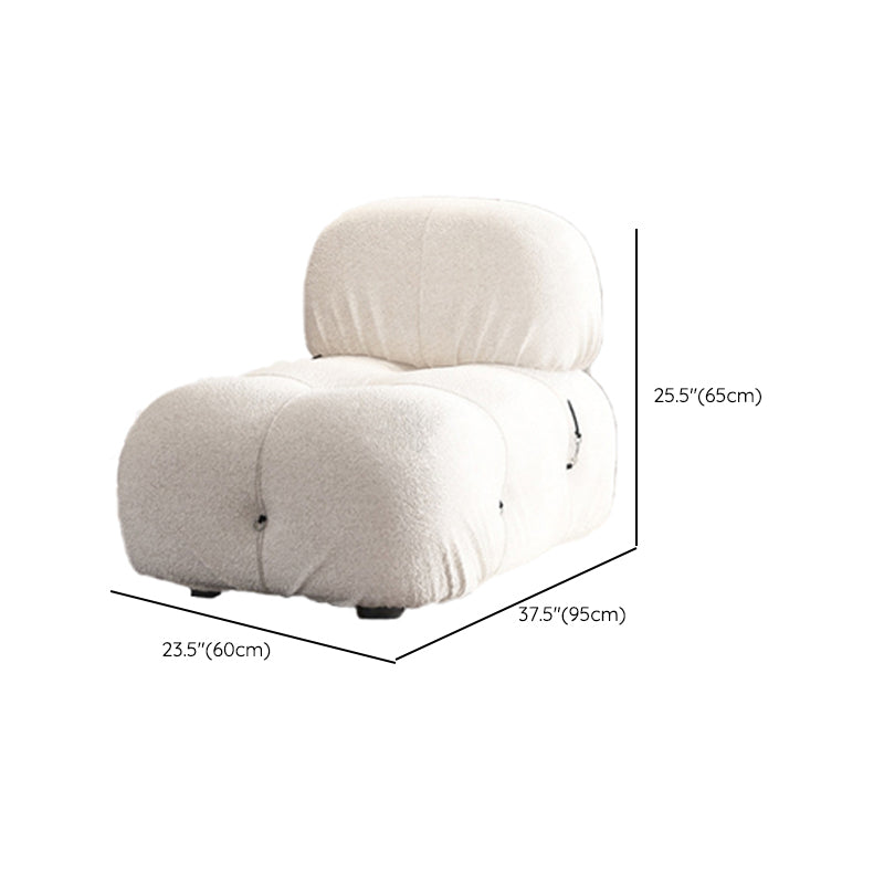 Contemporary Stationary Velvet Sofa Sewn Pillow Back White Settee