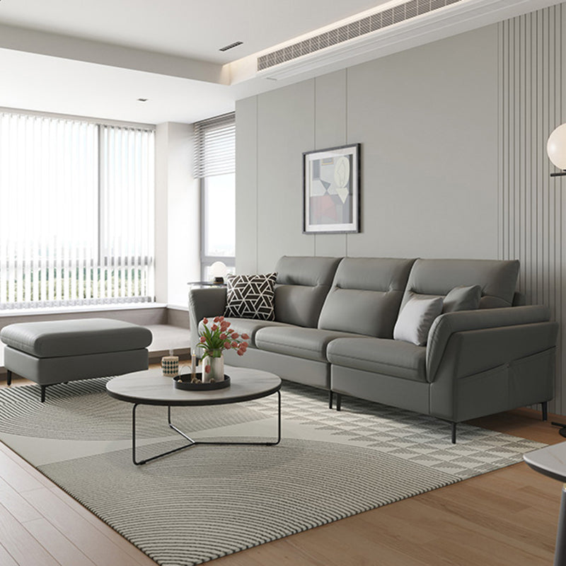 Pillow Top Arm Seating Faux Leather Sofa Contemporary Cushions