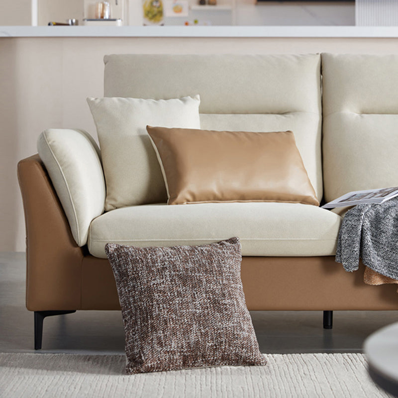 Pillow Top Arm Seating Faux Leather Sofa Contemporary Cushions