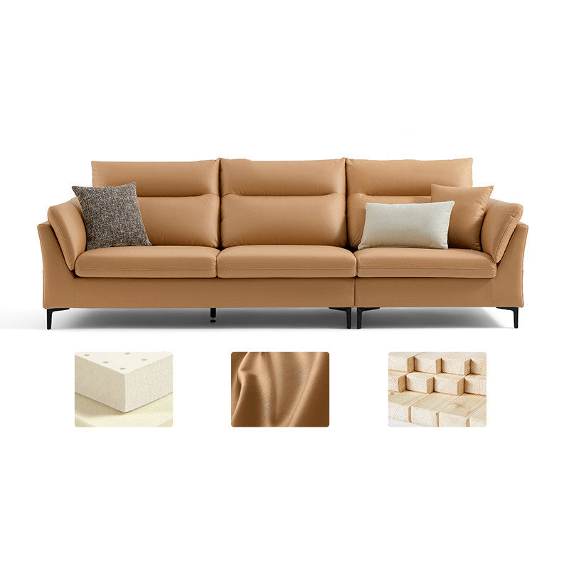 Pillow Top Arm Seating Faux Leather Sofa Contemporary Cushions