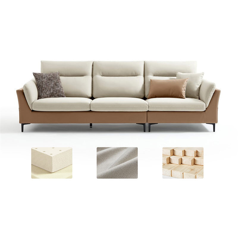 Pillow Top Arm Seating Faux Leather Sofa Contemporary Cushions